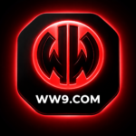 ww9 Game logo with red glowing symbol on black background and WW9.COM text